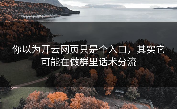 你以为开云网页只是个入口，其实它可能在做群里话术分流