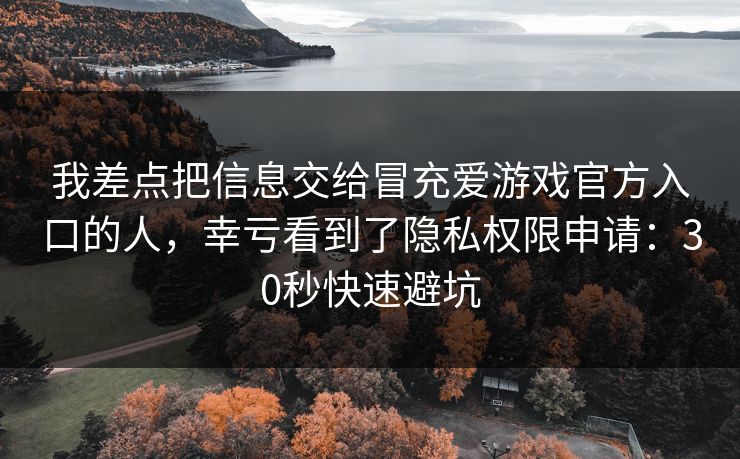 我差点把信息交给冒充爱游戏官方入口的人,幸亏看到了隐私权限申请:30秒快速避坑