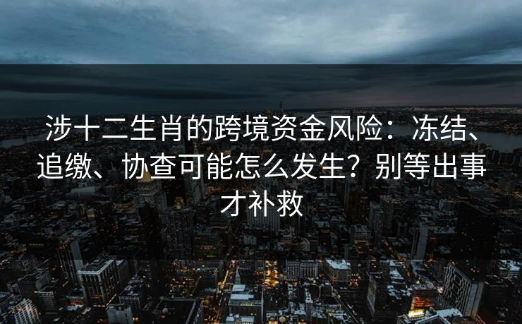 涉十二生肖的跨境资金风险：冻结、追缴、协查可能怎么发生？别等出事才补救