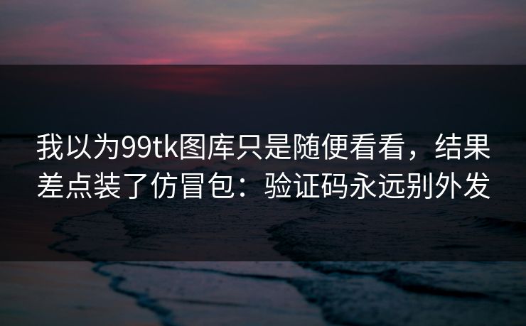 我以为99tk图库只是随便看看，结果差点装了仿冒包：验证码永远别外发